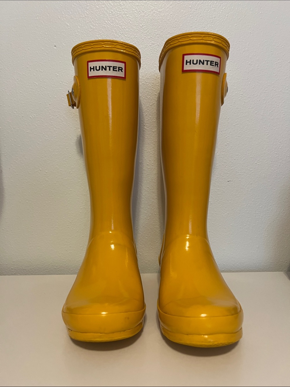 Hunter Girls Glossy Yellow Tall Rain Boots